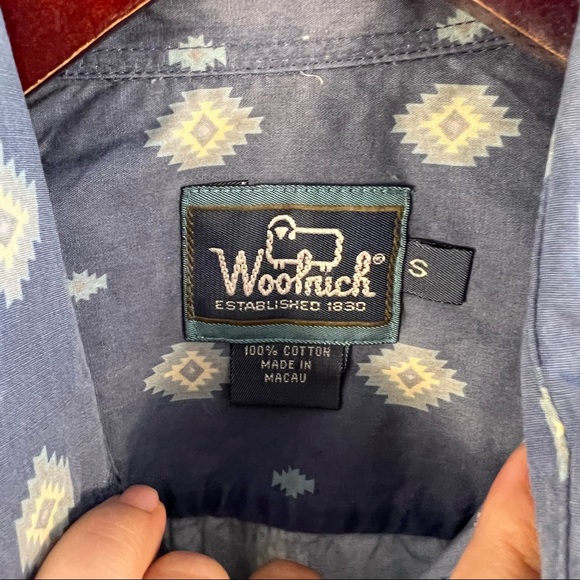 Woolrich Shirt Button Up Mens S Small Western Aztec Blue Slate Outdoors NWT - Picture 3 of 4